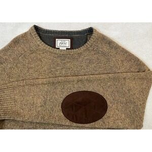 JoS A. Bank‎ Men's XL Brown Wool Blend Crewneck Pullover Sweater Elbow Patches